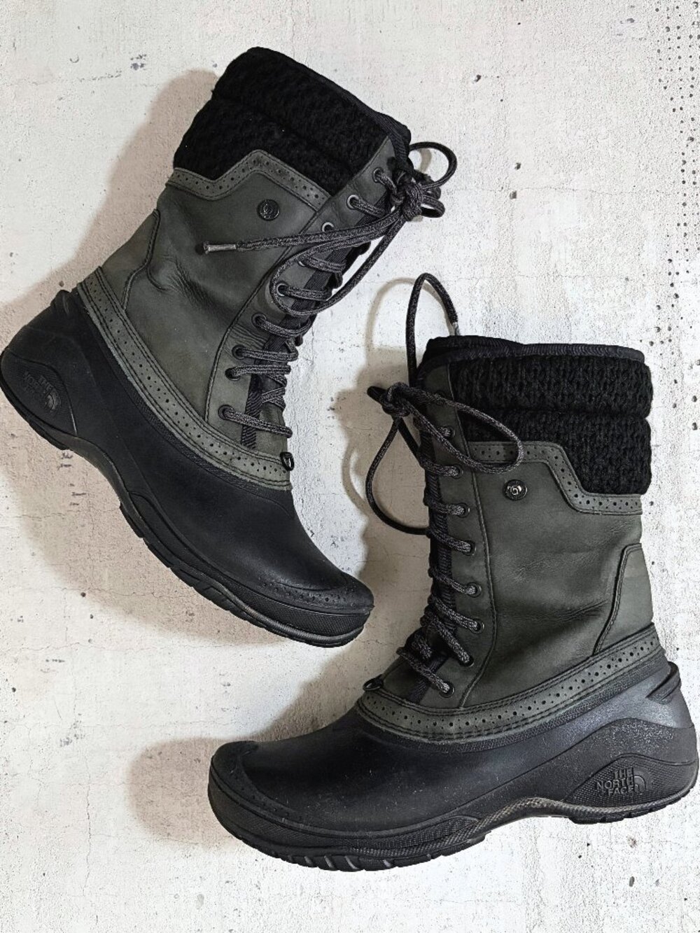 The North Face Women's Leather Faux Fur Lace Up Snow Winter Boots Size 10